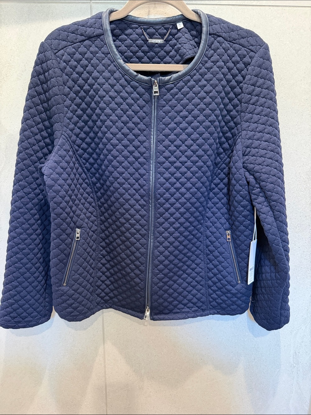 Chico's Quilted Navy Zip-Front Jacket